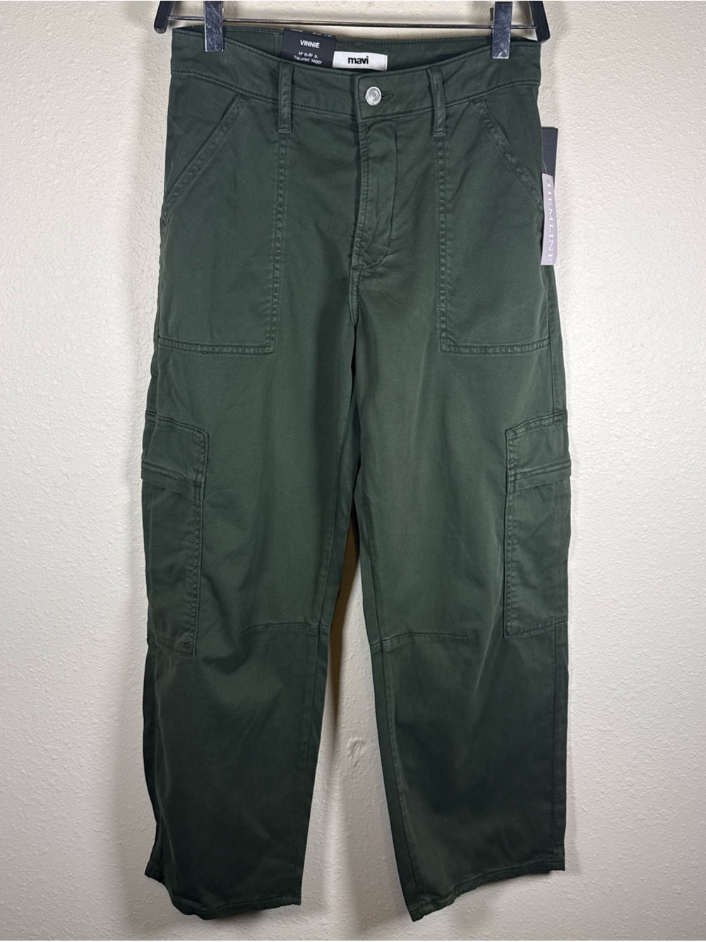 Mavi Vinnie Barrel Leg Cropped Twill Cargo Pants Green 24x27 High Rise Baggy